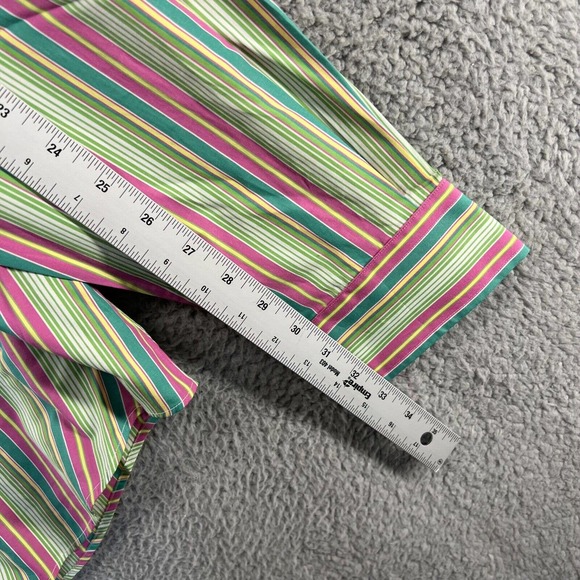 Ralph Lauren Shirt Men's Extra Large Green Pink Striped Philip Sport Cotton XL - Picture 7 of 10